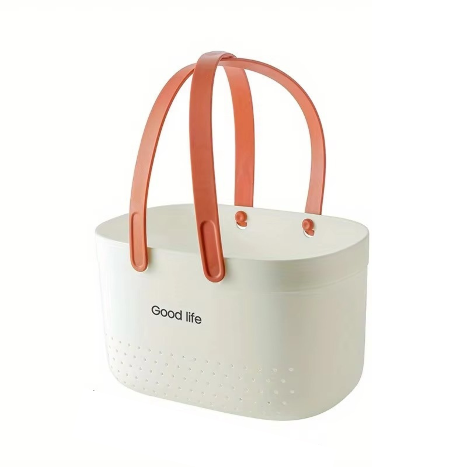 White Portable Shower Caddy Basket Storage Tote with Carry Handles