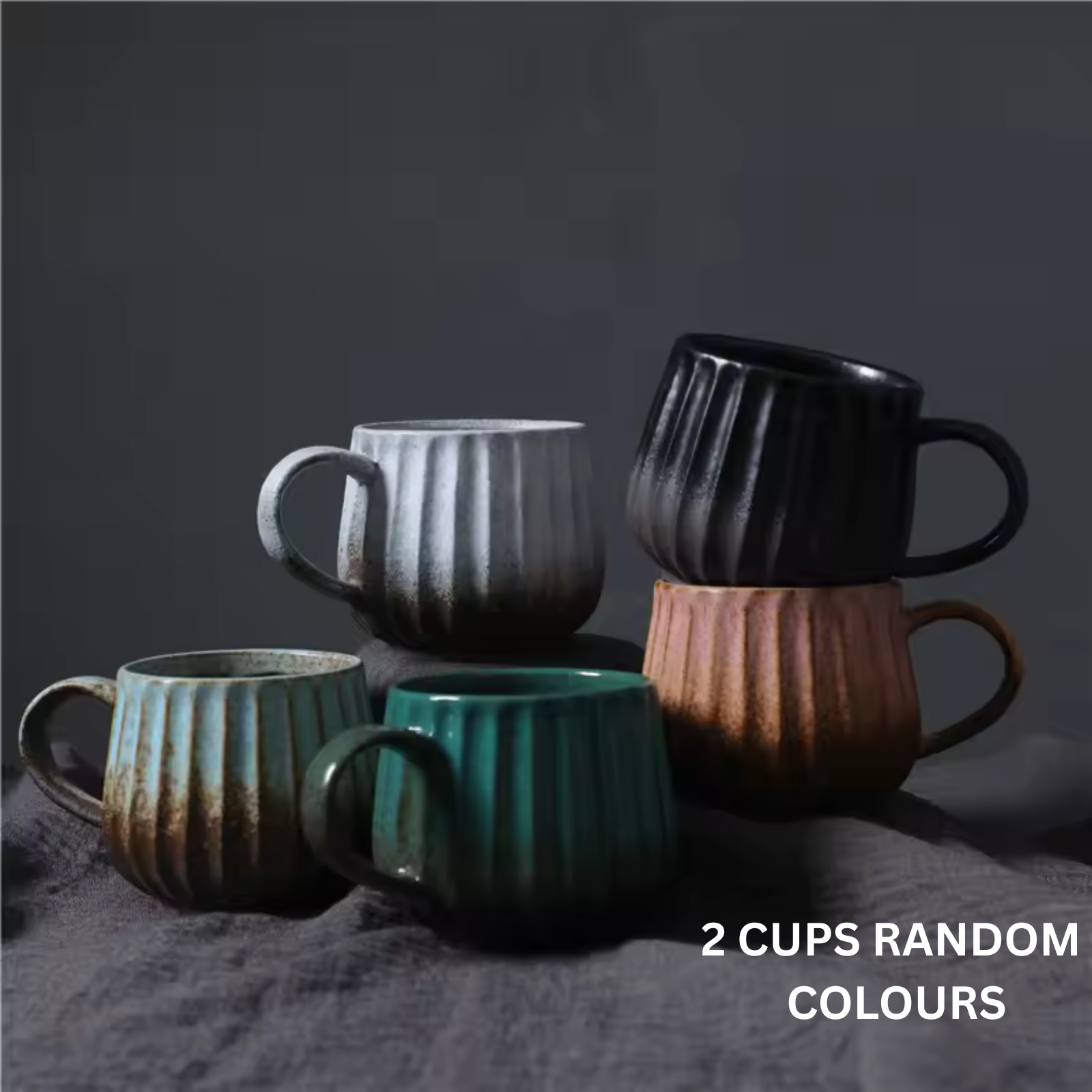 2pcs Handmade Ceramic Coffee Mug Rustic Tea Cup Home Office Drinkware