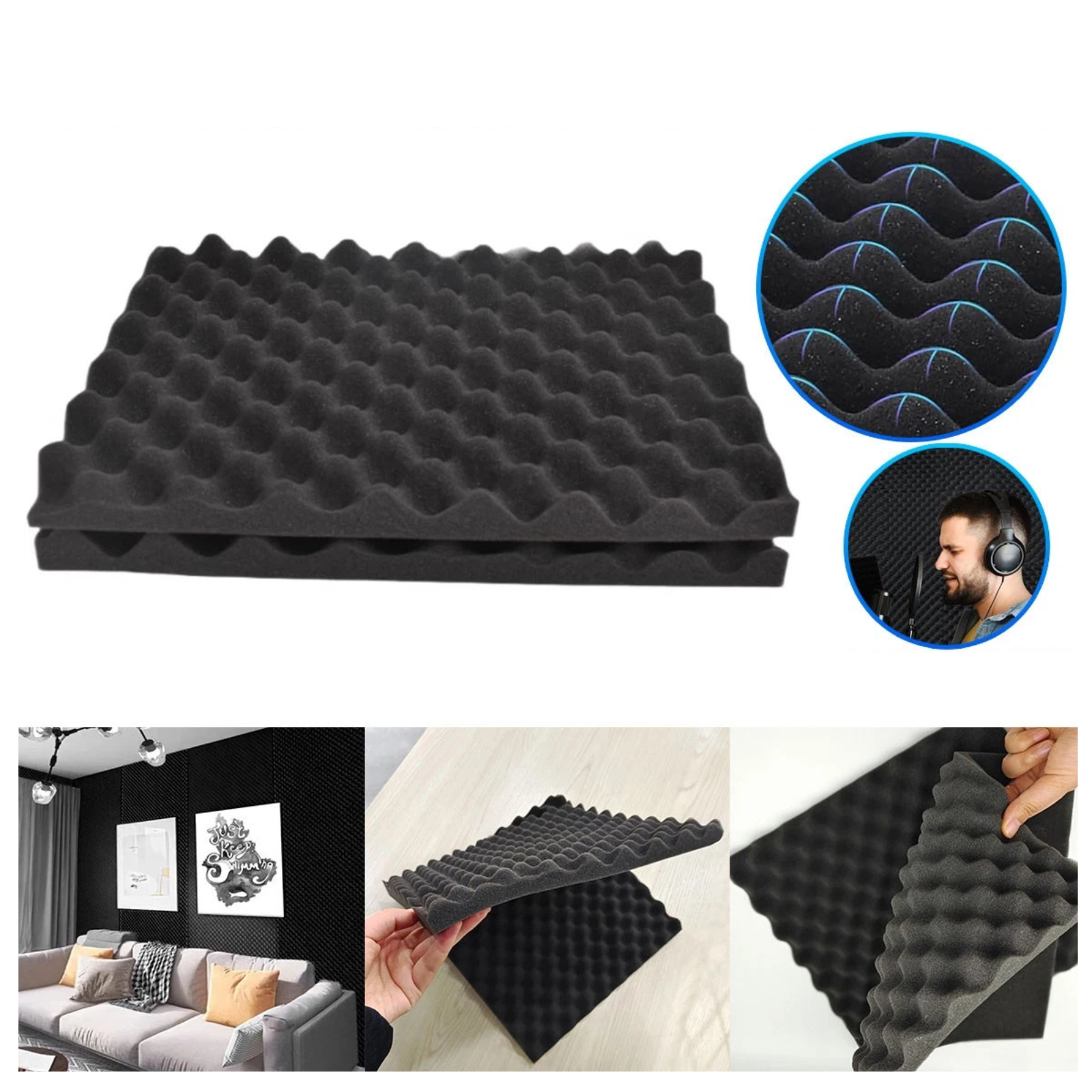 20 Pack Acoustic Foam Wall Panels Studio Soundproof Insulation Tiles