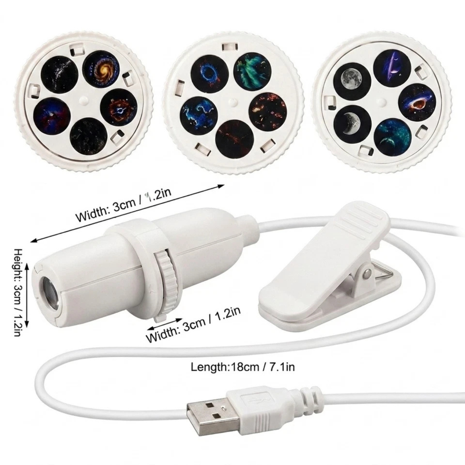 15 Projection Films 2 in 1 Galaxy Star Projector Night Light USB Portable LED