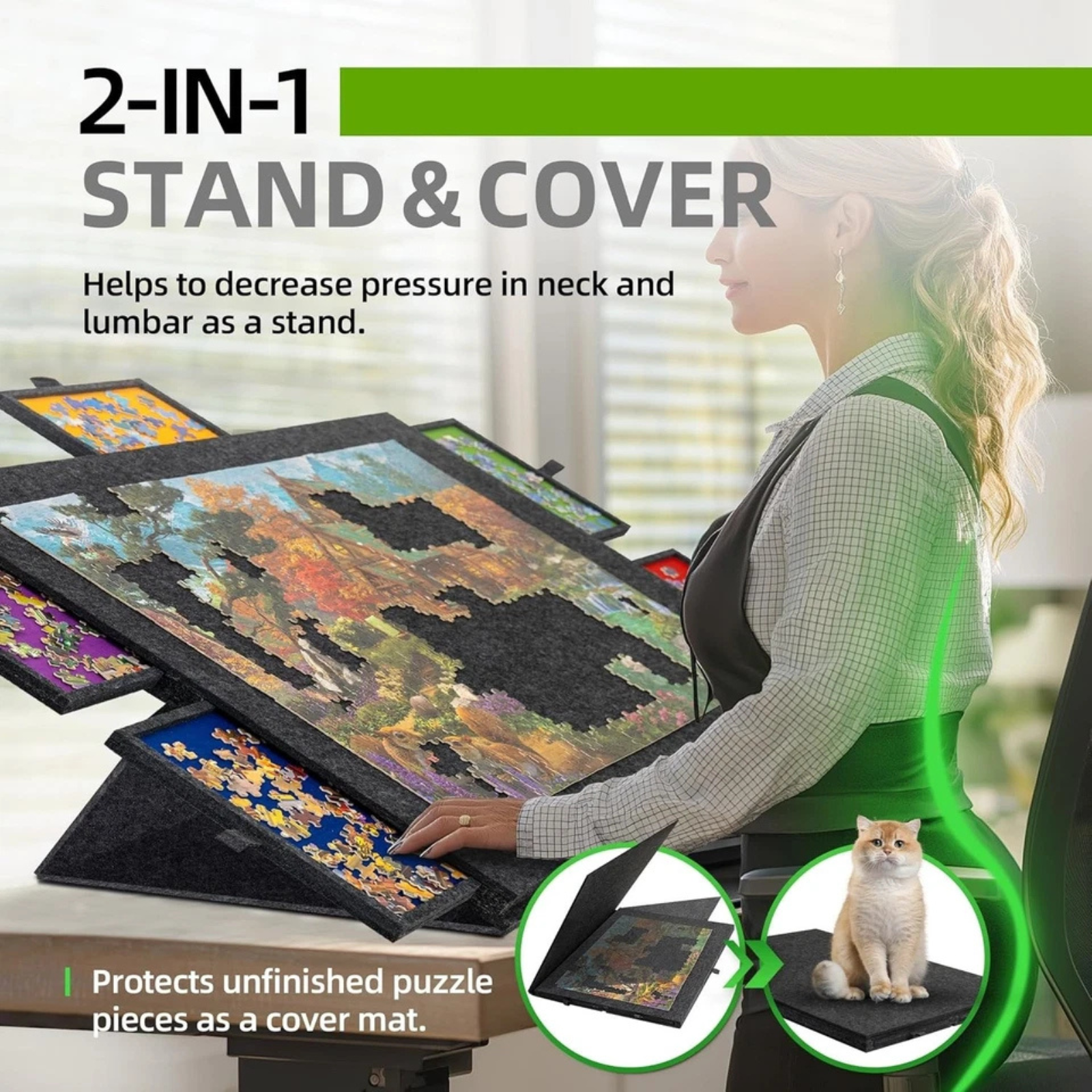 1000 Piece Jigsaw Puzzle Board with 6 Drawers Portable Felt Table