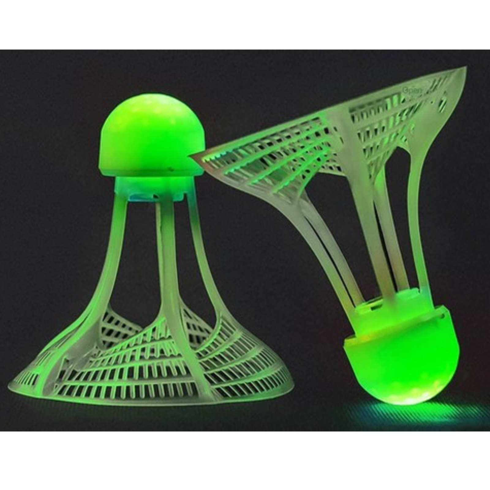 2 Pack Green LED Luminous Badminton Shuttlecocks Night Training Set