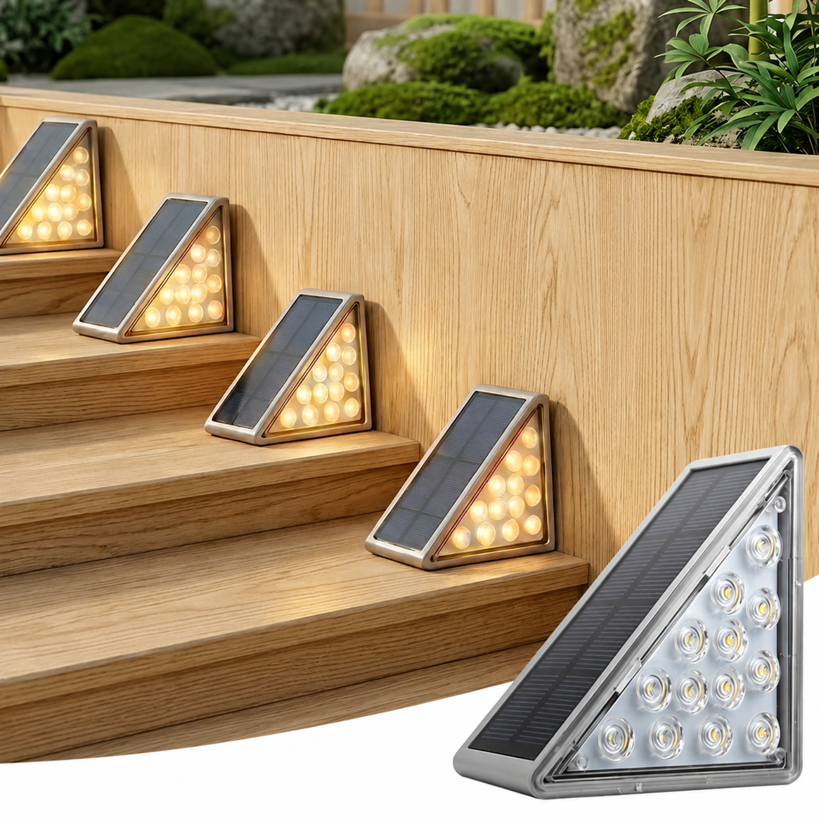 4 Pack Warm White Solar Step Lights Outdoor Garden Fence Deck Lamp