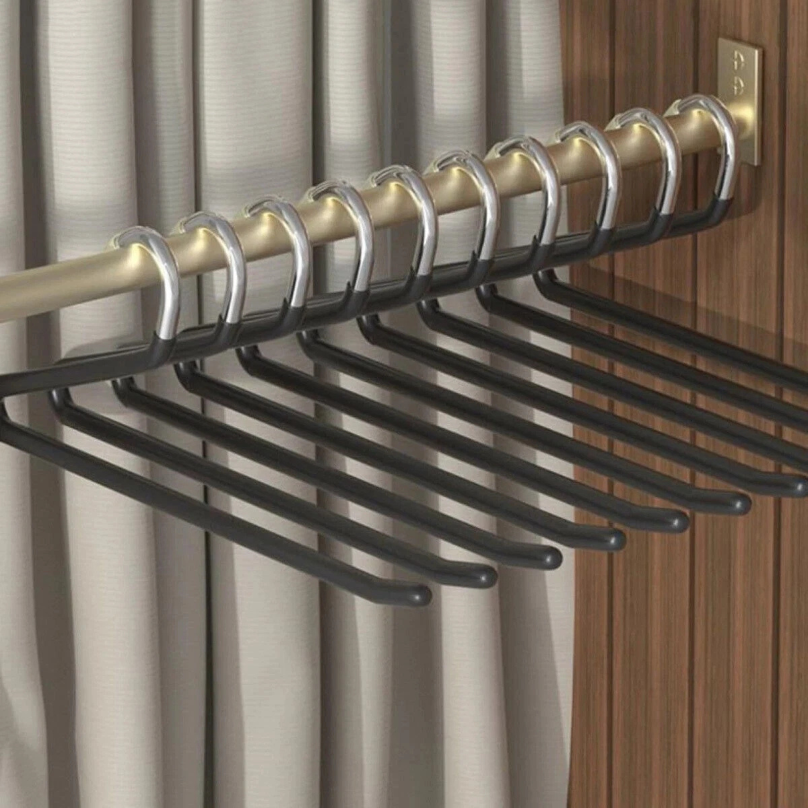 10 Pack Black Goose Shaped Z Clip Pants Hangers Non Slip Wardrobe