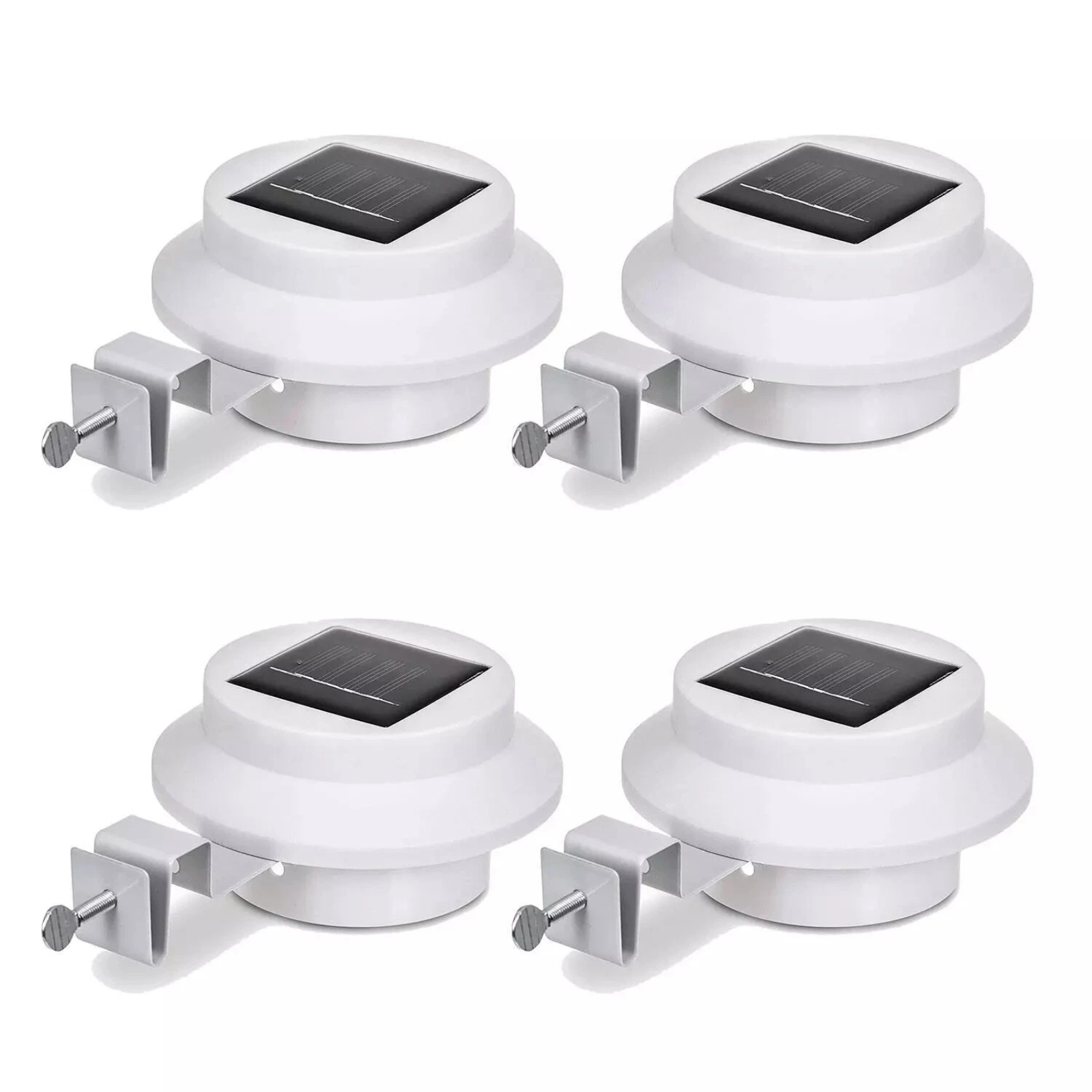 4x White Solar Powered 3 LED Gutter Wall Fence Outdoor Security Lights