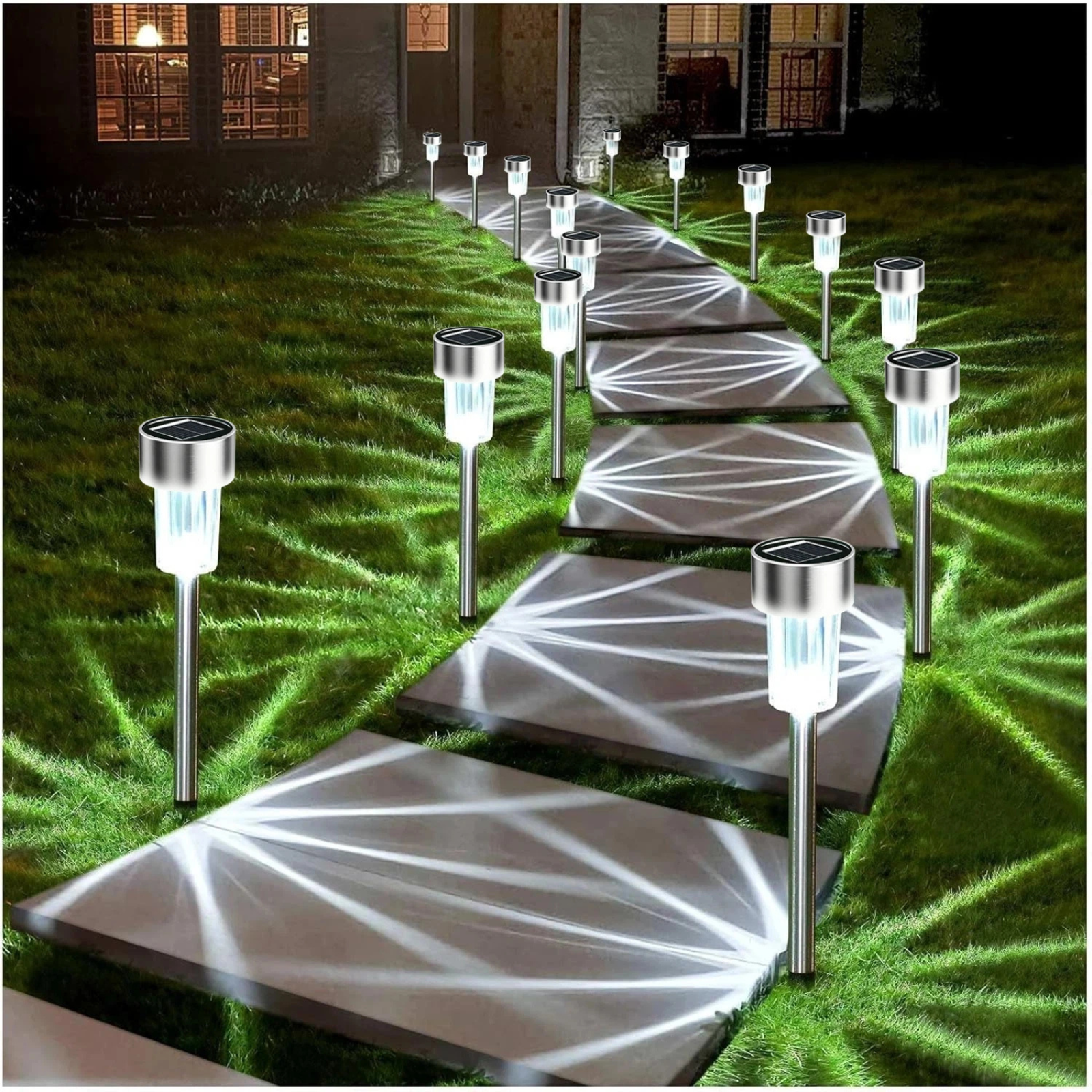 10x Solar LED Stainless Steel Landscape Lights Dusk to Dawn Outdoor