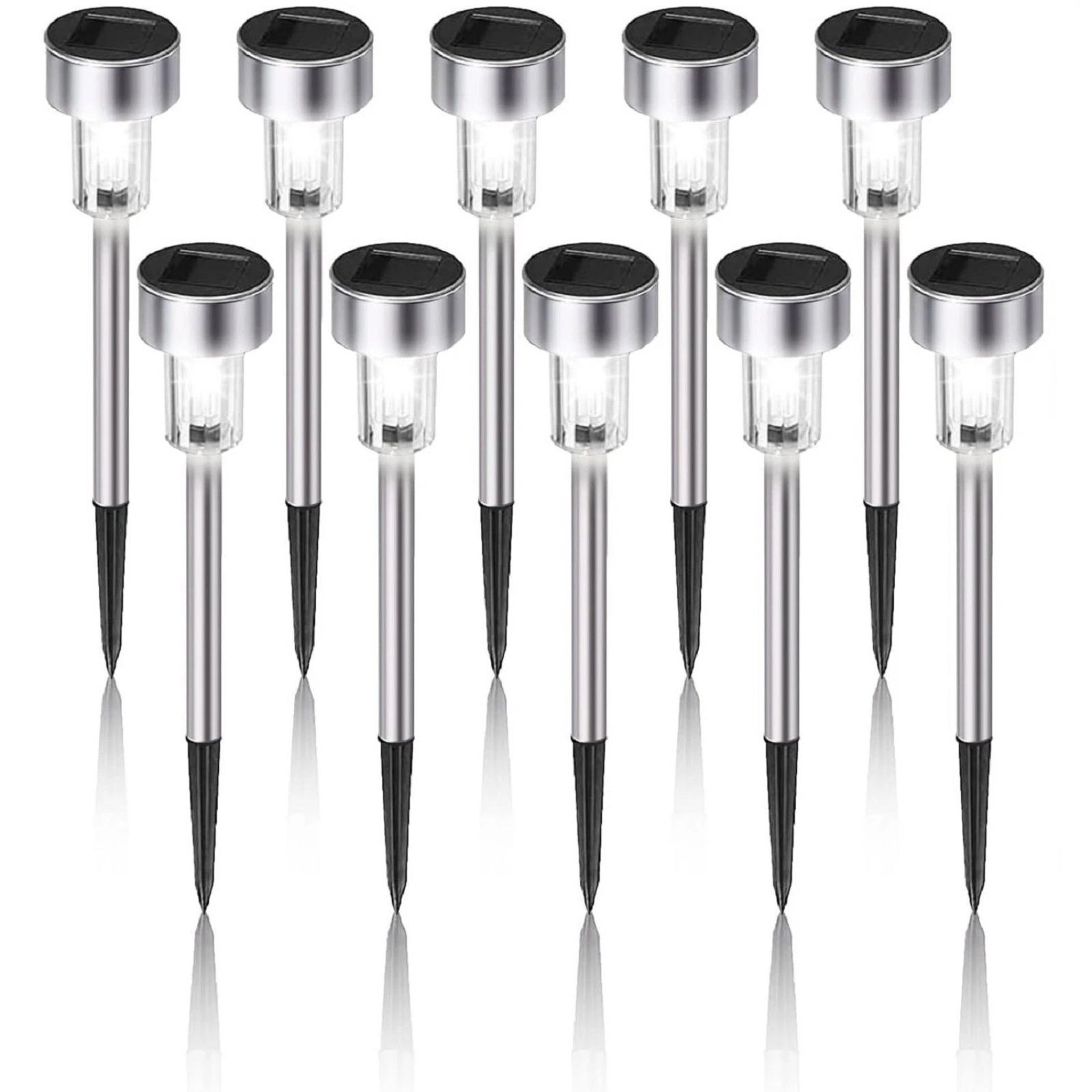 10x Solar LED Stainless Steel Landscape Lights Dusk to Dawn Outdoor