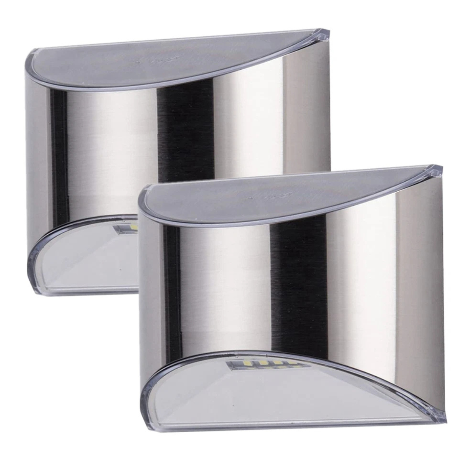 2 Pack Solar LED Security Wall Lights Outdoor Fence Post Step Lamps