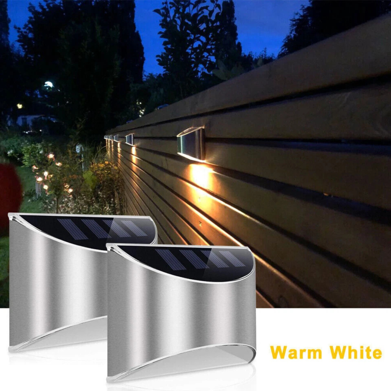 2 Pack Solar LED Security Wall Lights Outdoor Fence Post Step Lamps