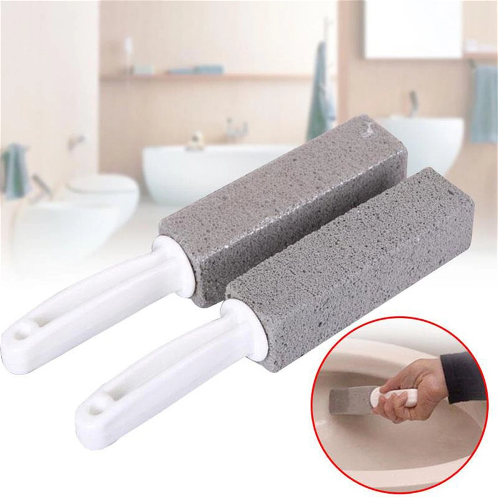 2x Toilet Bowl Cleaning Pumice Stone Brush Tile Bathroom Scrubber