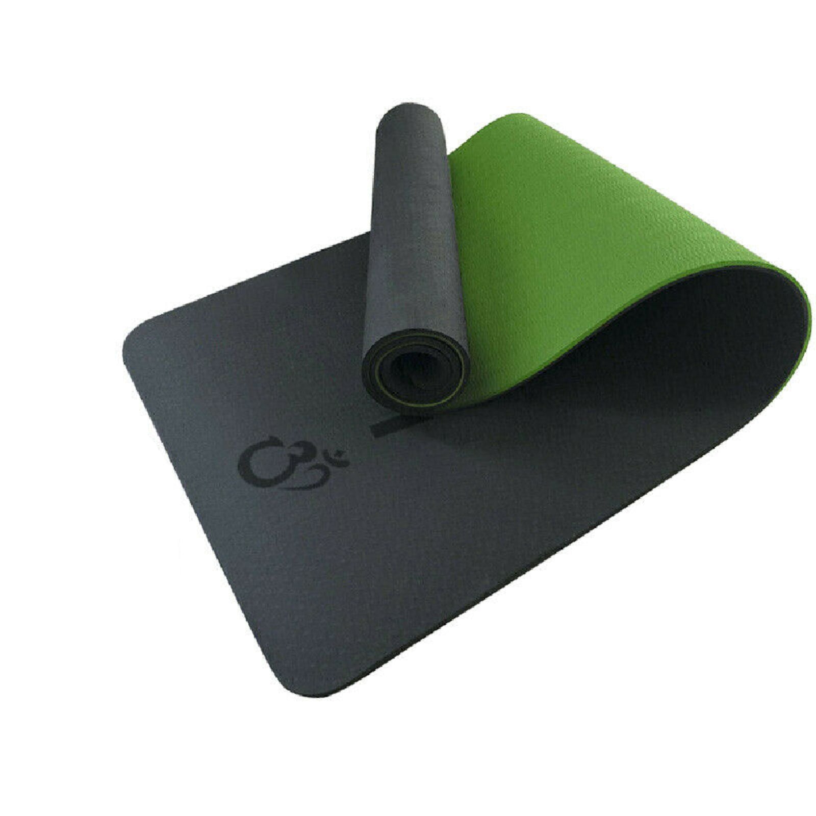 Yoga Mat Pad Exercise Fitness Pilates Non Slip Dual Layer Eco Friendly Mat Black