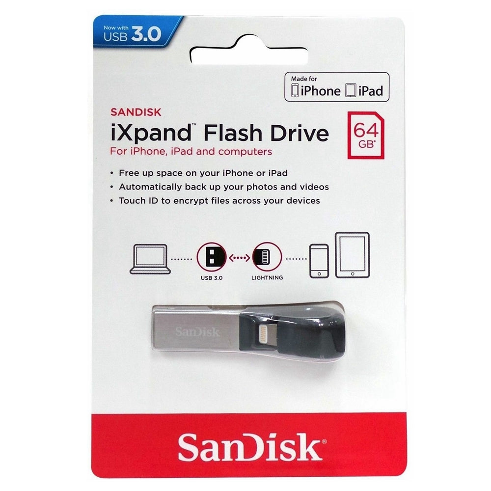 SanDisk iXpand Flash Drive 64GB USB 3.0 Memory Stick iPhone iPad PC SDIX30C