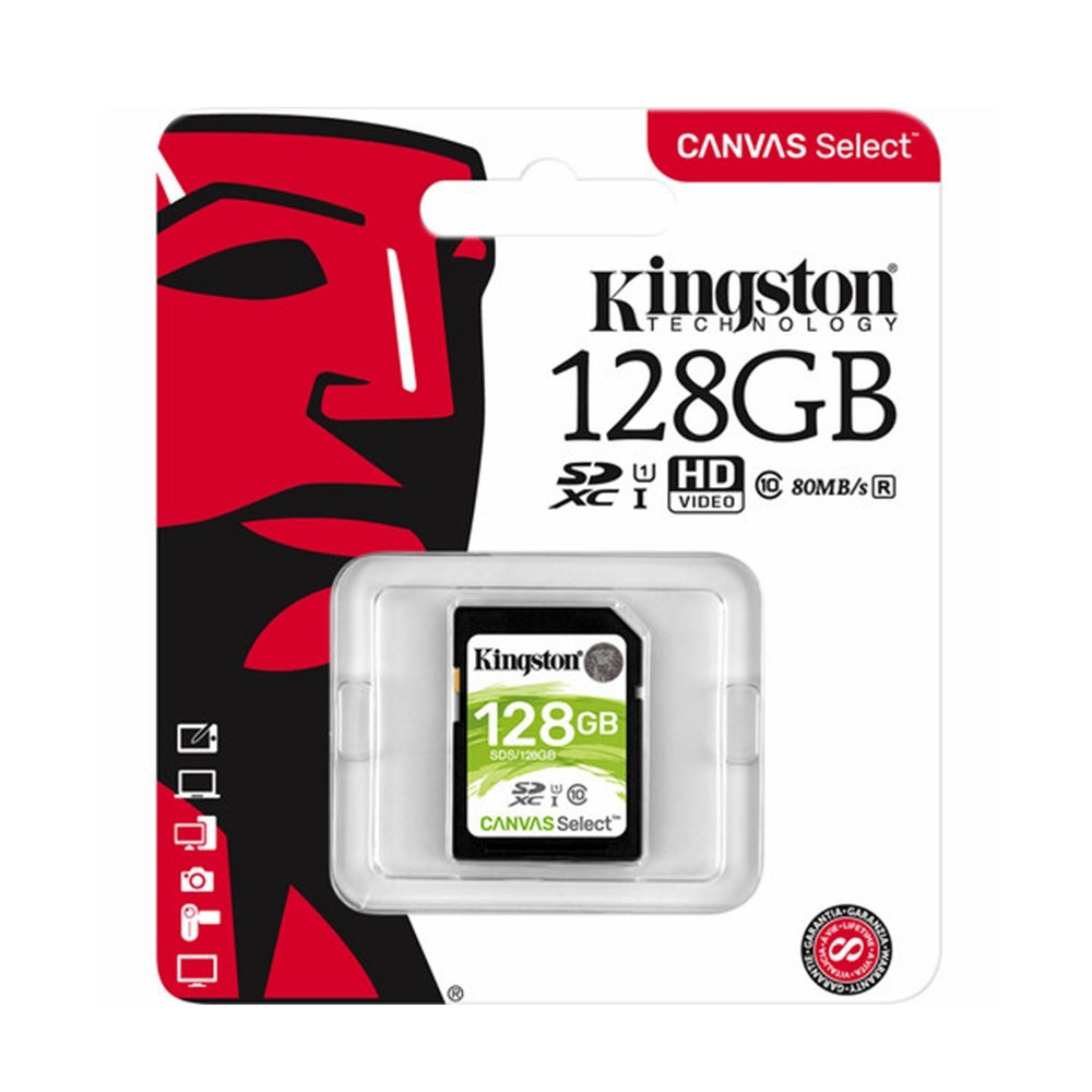 Kingston Canvas Select 128GB SD Card Class 10 SDHC UHS-I Camera HD Video 80MB/s