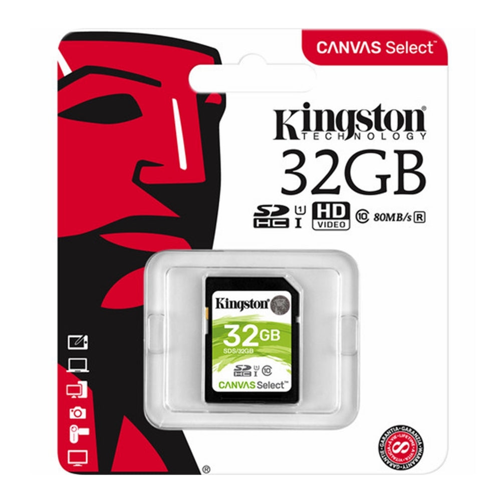 Kingston Canvas Select 32GB SD Card Class 10 SDHC UHS-I Camera HD Video 80MB/s