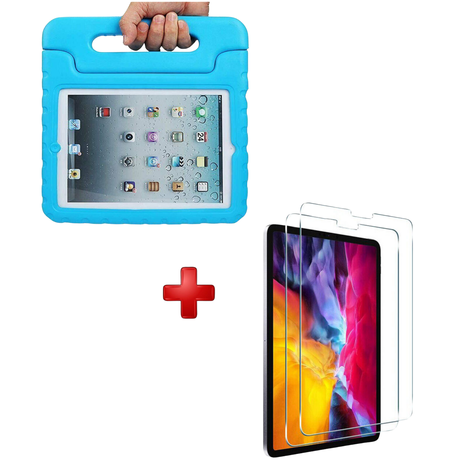 iPad 10.2 9th Gen Kids Shockproof EVA Case PLUS 2x Screen Protector