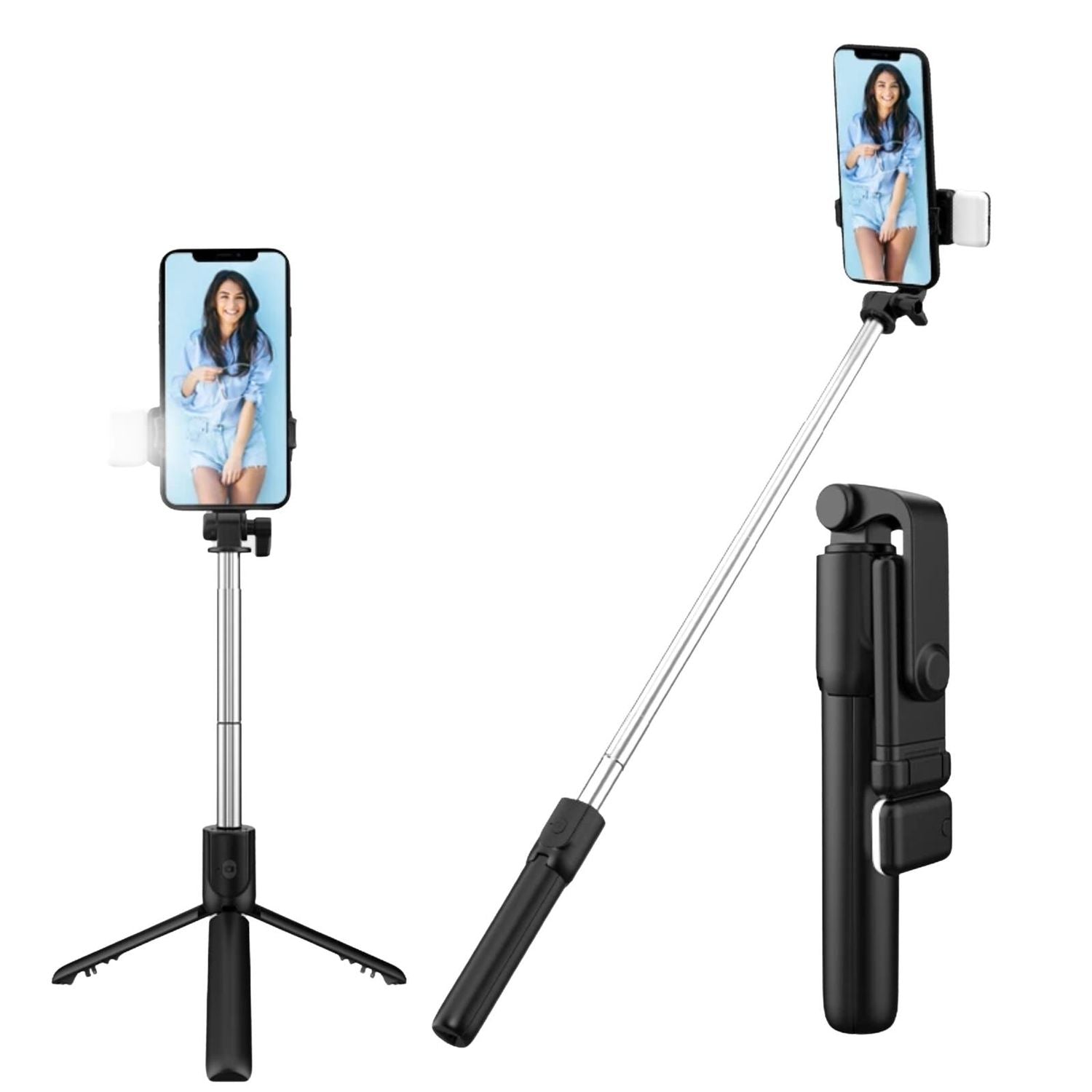 Stand Selfie Stick Handheld Tripod With Bluetooth Remote For Phone