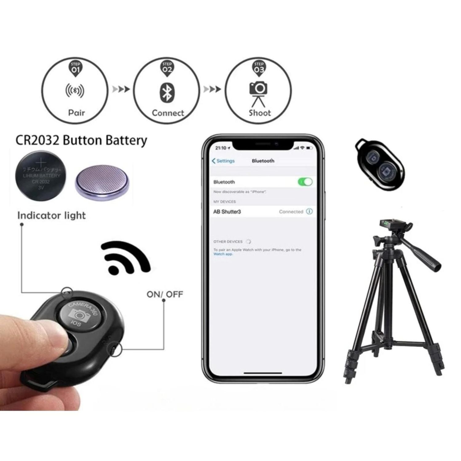 Professional Camera Tripod Stand Mount Remote + Phone Holder For Samsung Iphone