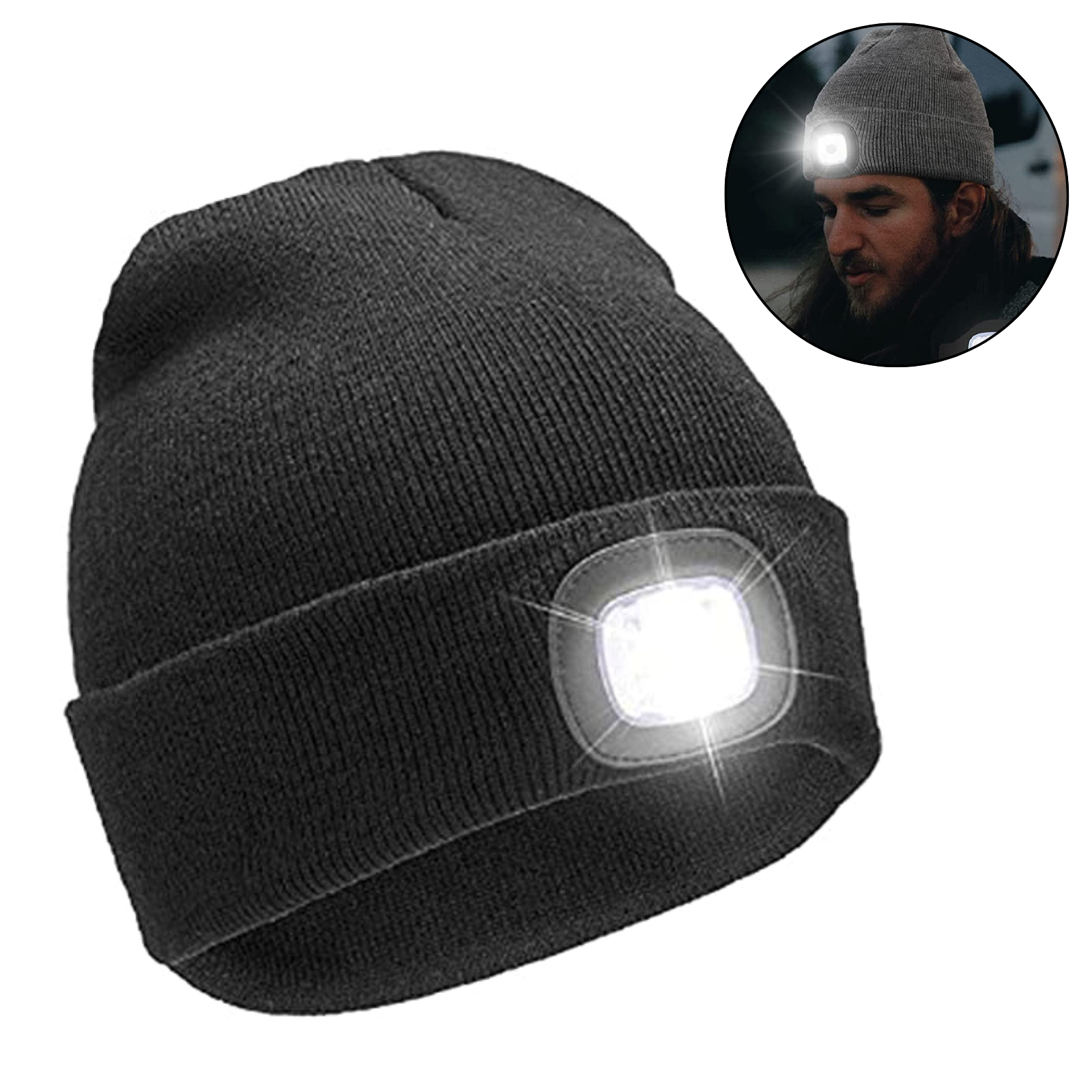 USB Rechargeable Winter Autumn Warm LED Light Knitted Beanie Hat Wireless