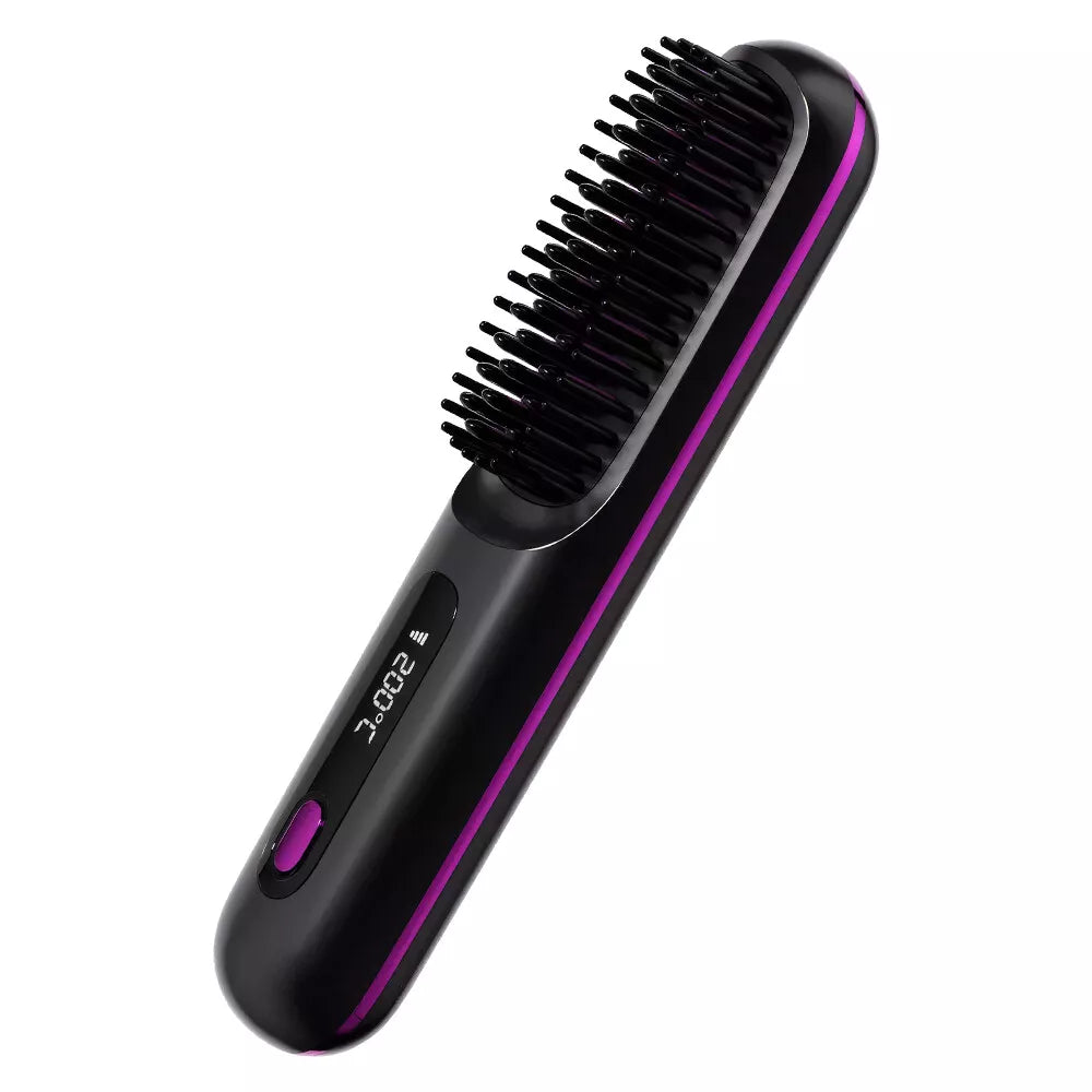 Hot Comb Brush Salon at Home 20s Fast Heating Cordless Hair Straightener Black
