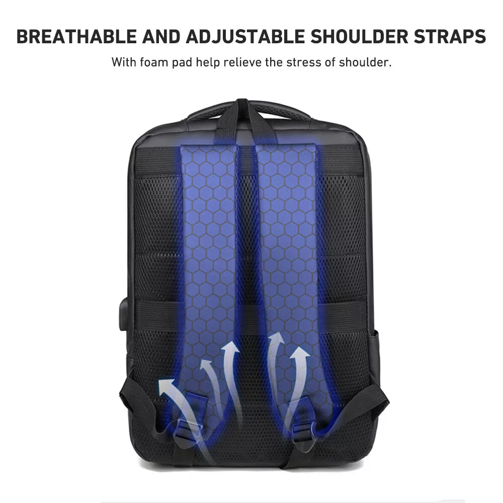 Anti Theft Business Travel Bag 15.6" Laptop USB Port Backpack Unisex Blue