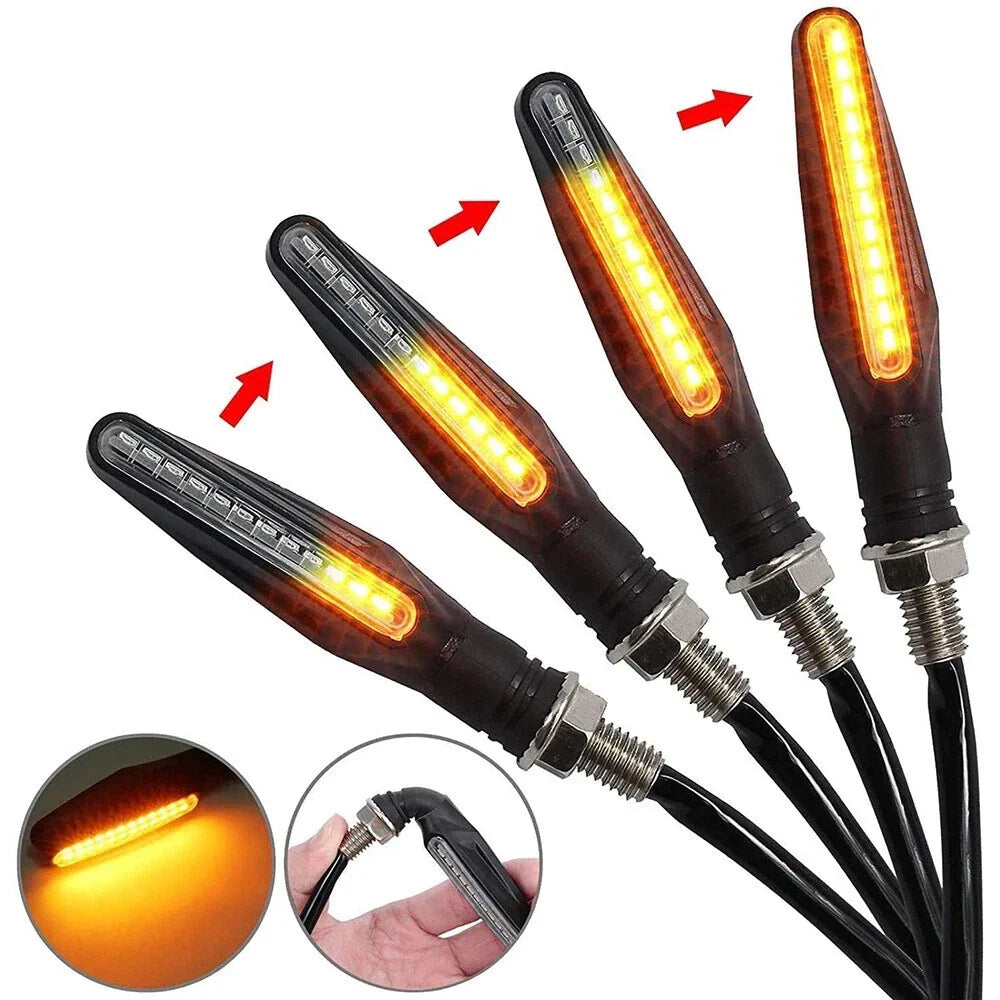 4X Flowing Water Light Amber Blinker Lamp Motorcycle Indicators LED Turn Signal
