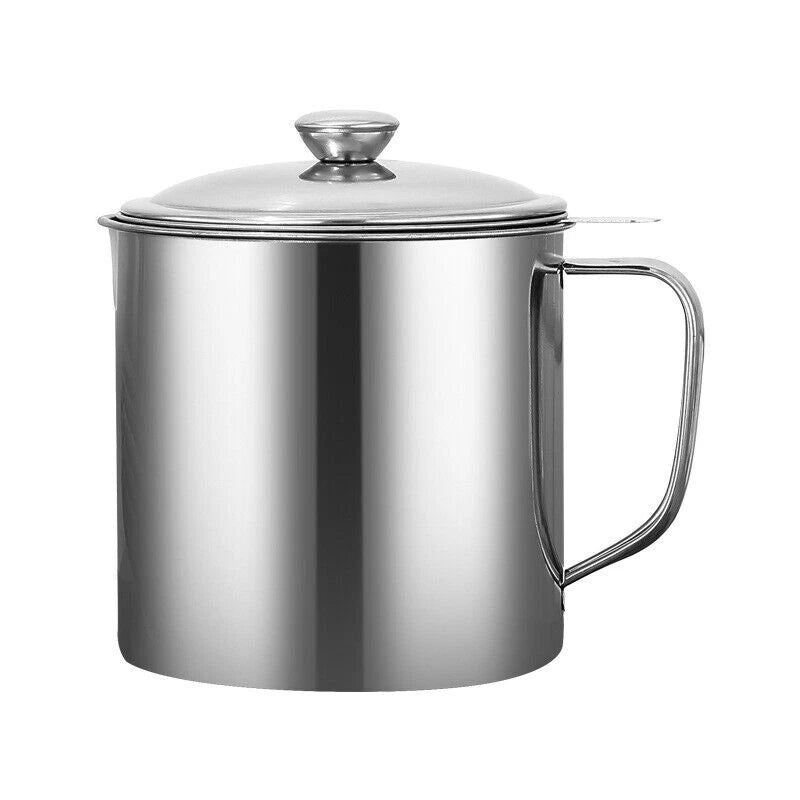Cooking Soup Grease Strainer Separator 1.8L Stainless Steel Oil Filter Pot