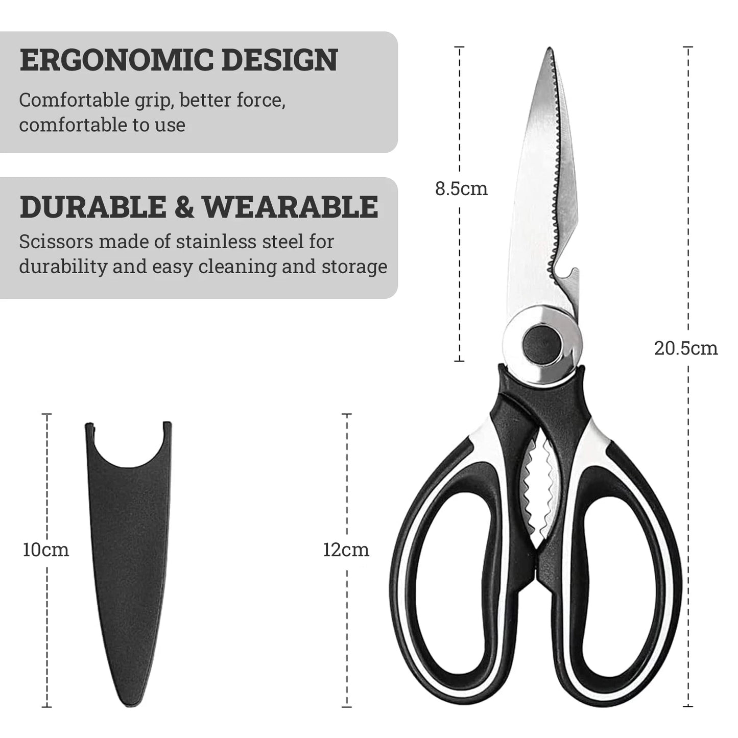 Stainless Steel Multi Purpose Sharp Meat Scissor Kitchen Scissors Heavy Duty