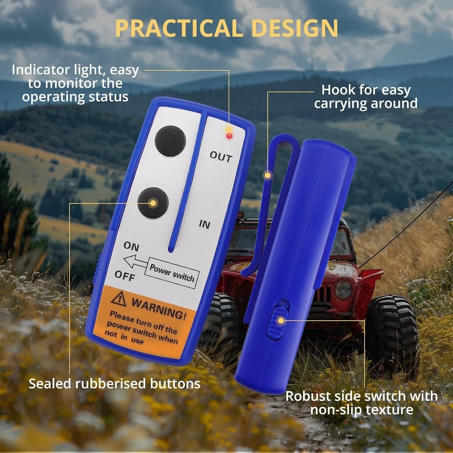 2X Jeep Remote Control Switch Recovery Handset 100ft Wireless Winch Console