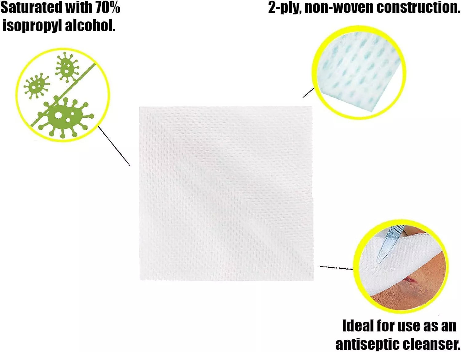 Wipe Swab Cleaning Sterile 100PCS Alcohol Prep Pad 75% Ethyl Alcohol Wipes