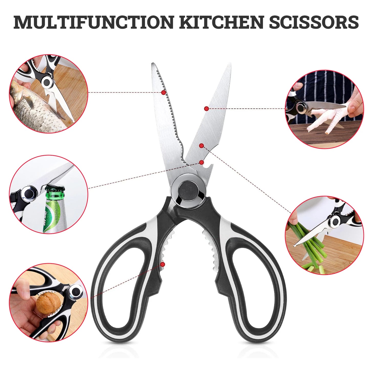 Stainless Steel Multi Purpose Sharp Meat Scissor Kitchen Scissors Heavy Duty