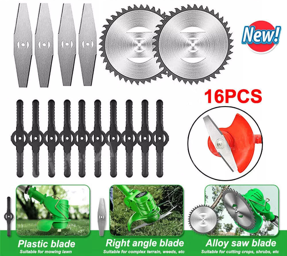 Garden Weed Brush Cutter Tools Grass Trimmer Strimmer Universal Steel Blades 6in