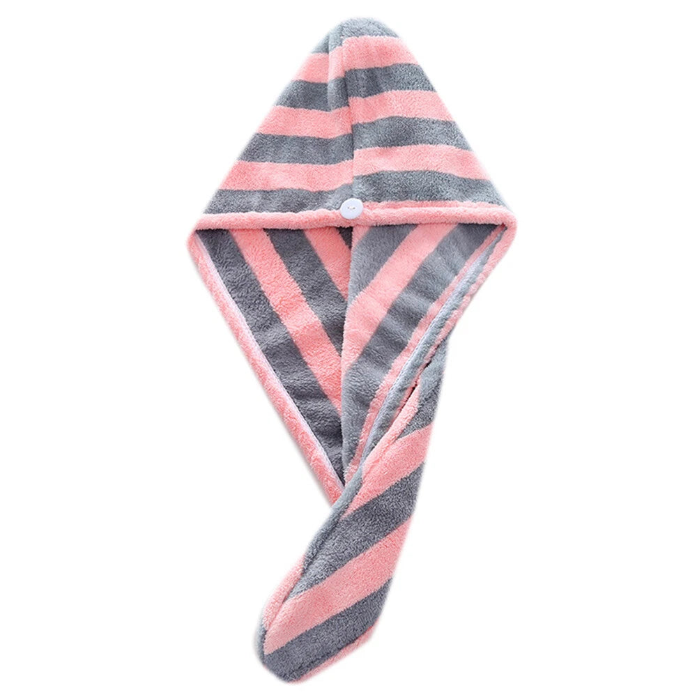 Bath Head Wrap Hat Spa Cap Fast Dry Microfibre Hair Towel Turban Grey Pink