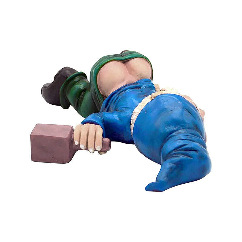 Gnome Decor Yard Patio Ornament Funny Drunk Dwarf Garden Rude Passed Out Statue