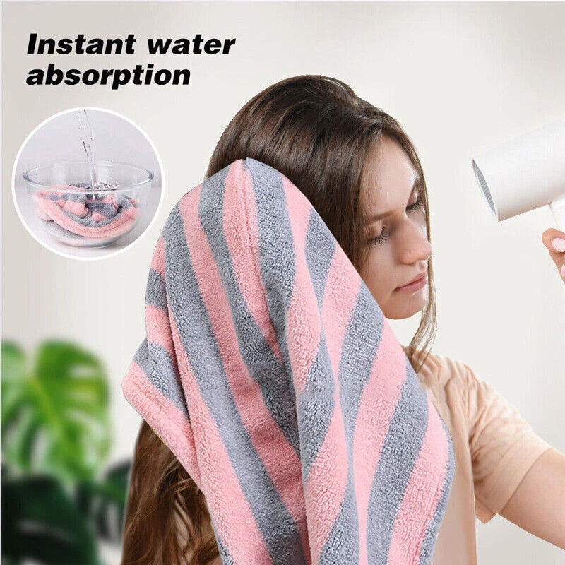 Bath Head Wrap Hat Spa Cap Fast Dry Microfibre Hair Towel Turban Grey Pink