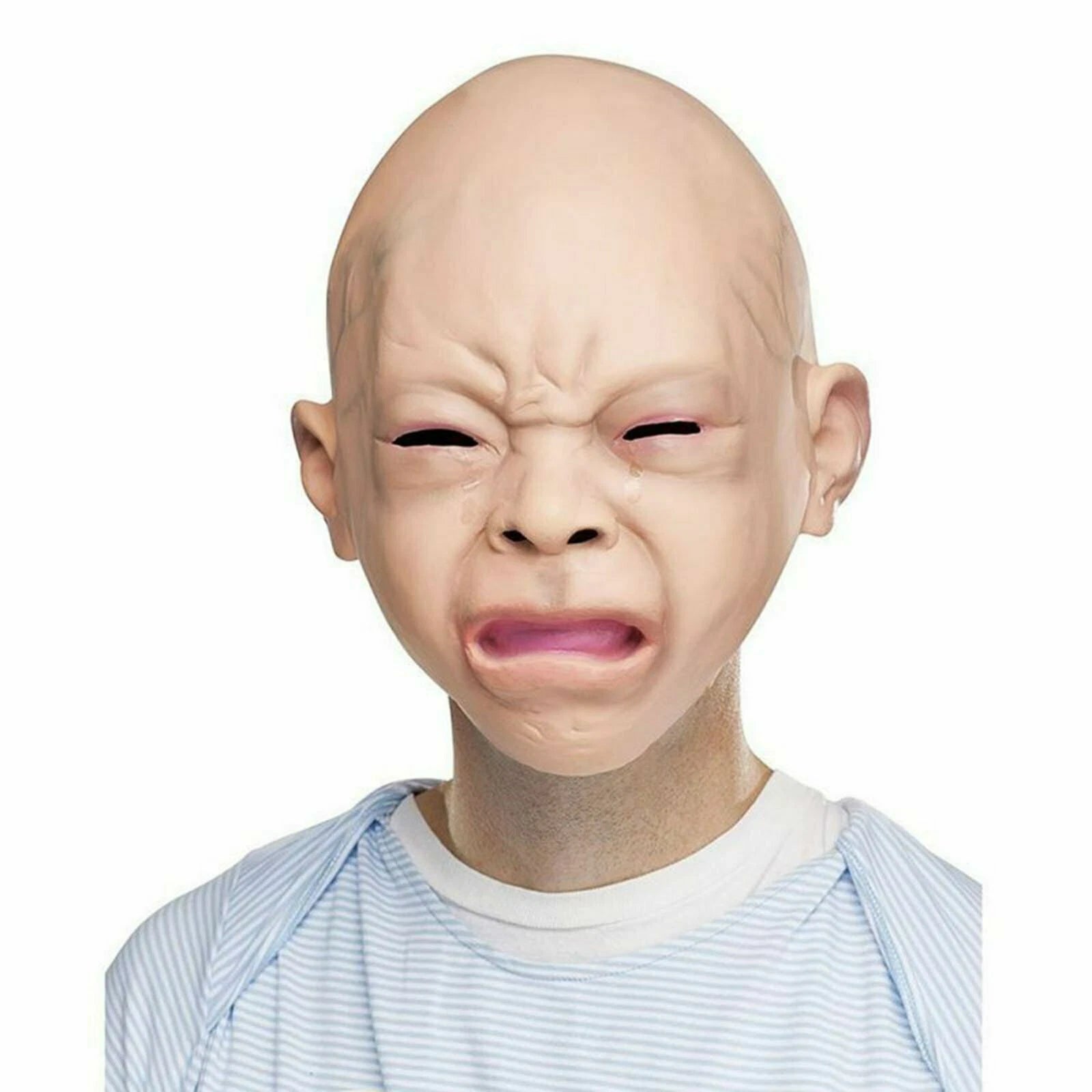 Halloween Party Mask Scary Cry Baby Crying Head Latex Cosplay Costume Full Mask
