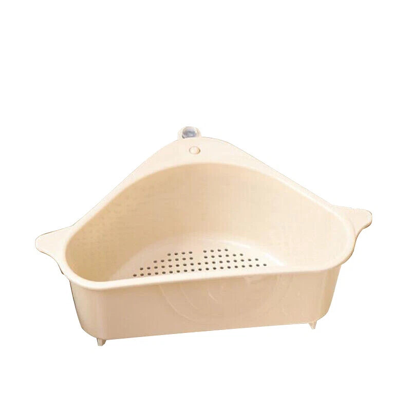 Kitchen Rack Shelf Holder Triangle Sink Drain Basket Strainer Organizer Beige