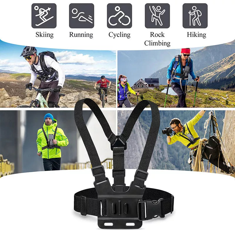iPhone Samsung GoPro Phones Strap Holder Clip Hands Free Chest Harness Mount