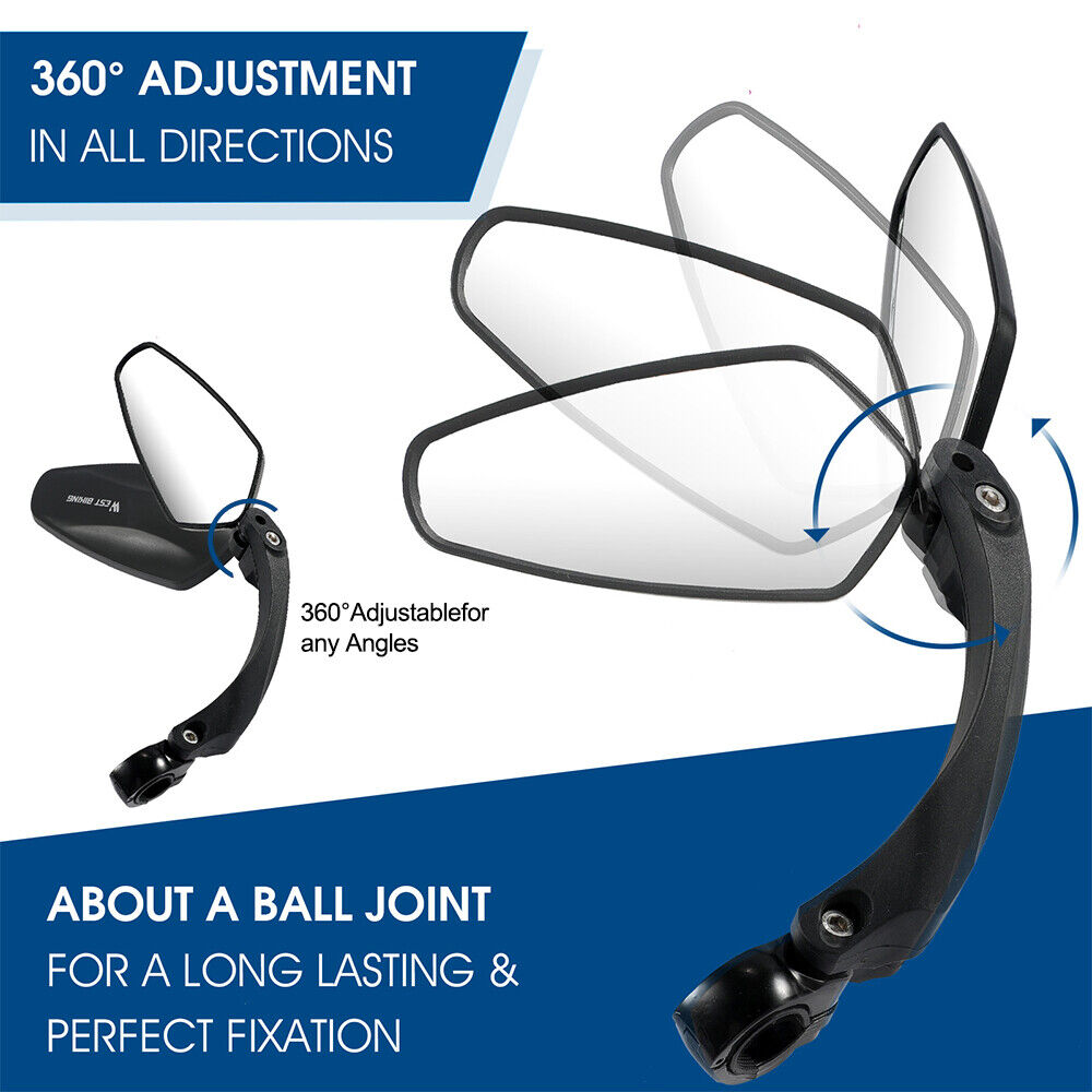 Rearview Rectangle Back Mirror Handlebar Bicycle Bike Cycle Rear View Mirrors