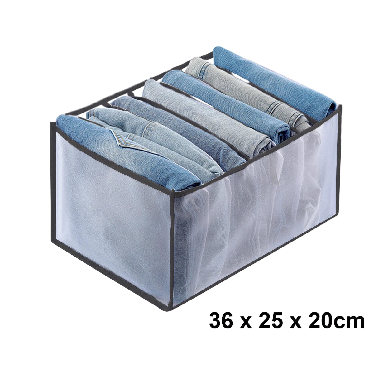 Foldable Drawer Organizer Box Mesh Storage Bag Clothes Jeans Pants Grey