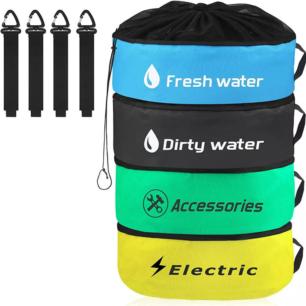 4Pcs RV Hose Bag Caravan Camping Storage Water Hose Electrical Cords Organizer