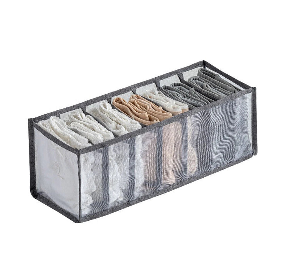 Foldable Drawer Organizer Box Mesh Storage Bag Clothes Underpants Grey