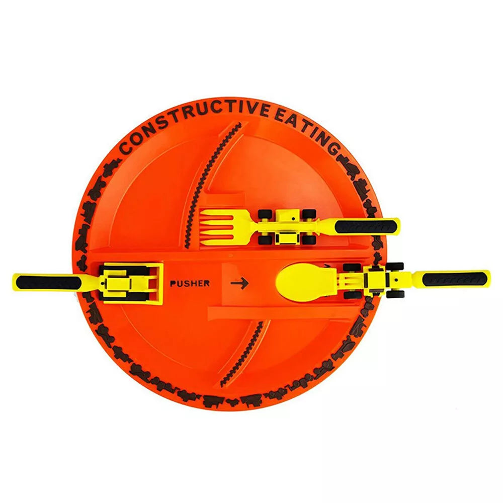 Construction Themed Plate Set Constructive Eating Heavy Equipment Utensils