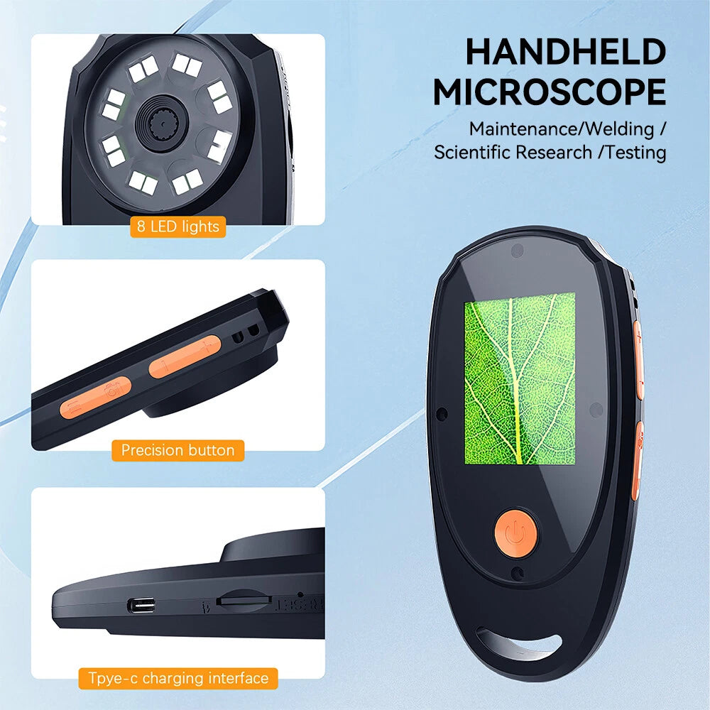 LED Lights Video Handheld Microscope 500X Magnifying Glass Record Camera