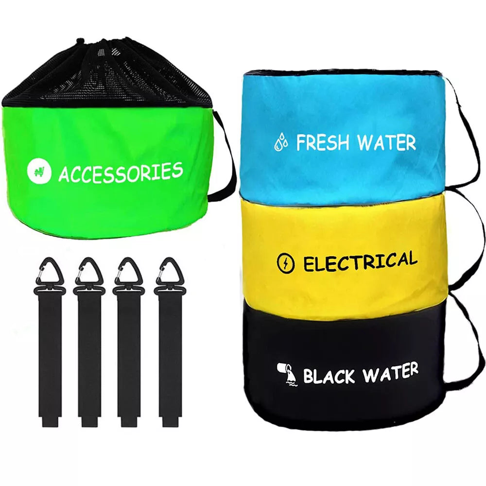 4Pcs RV Hose Bag Caravan Camping Storage Water Hose Electrical Cords Organizer