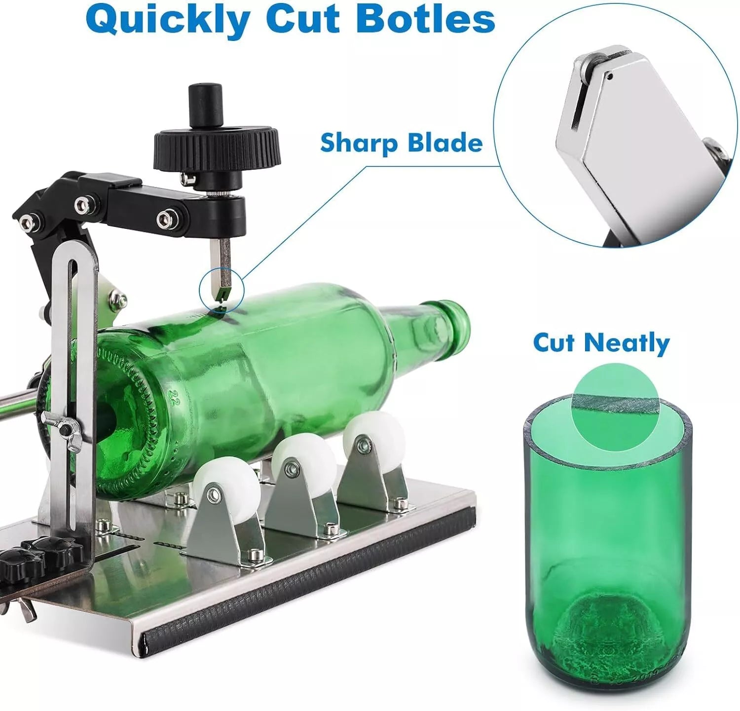 Stainless Steel Glass Cutting Tool Kit Pro Glass Bottle Cutter DIY All Shapes