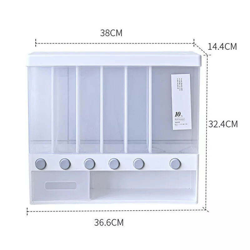Bean Grain Cereal Food Storage Case Dispenser Kitchen Wall Rice Container 10Kg