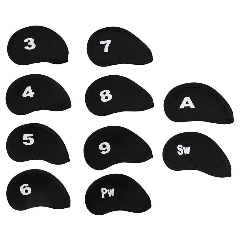 Neoprene Golf Club Iron Putter Head Protector Covers Black Set 10PCS