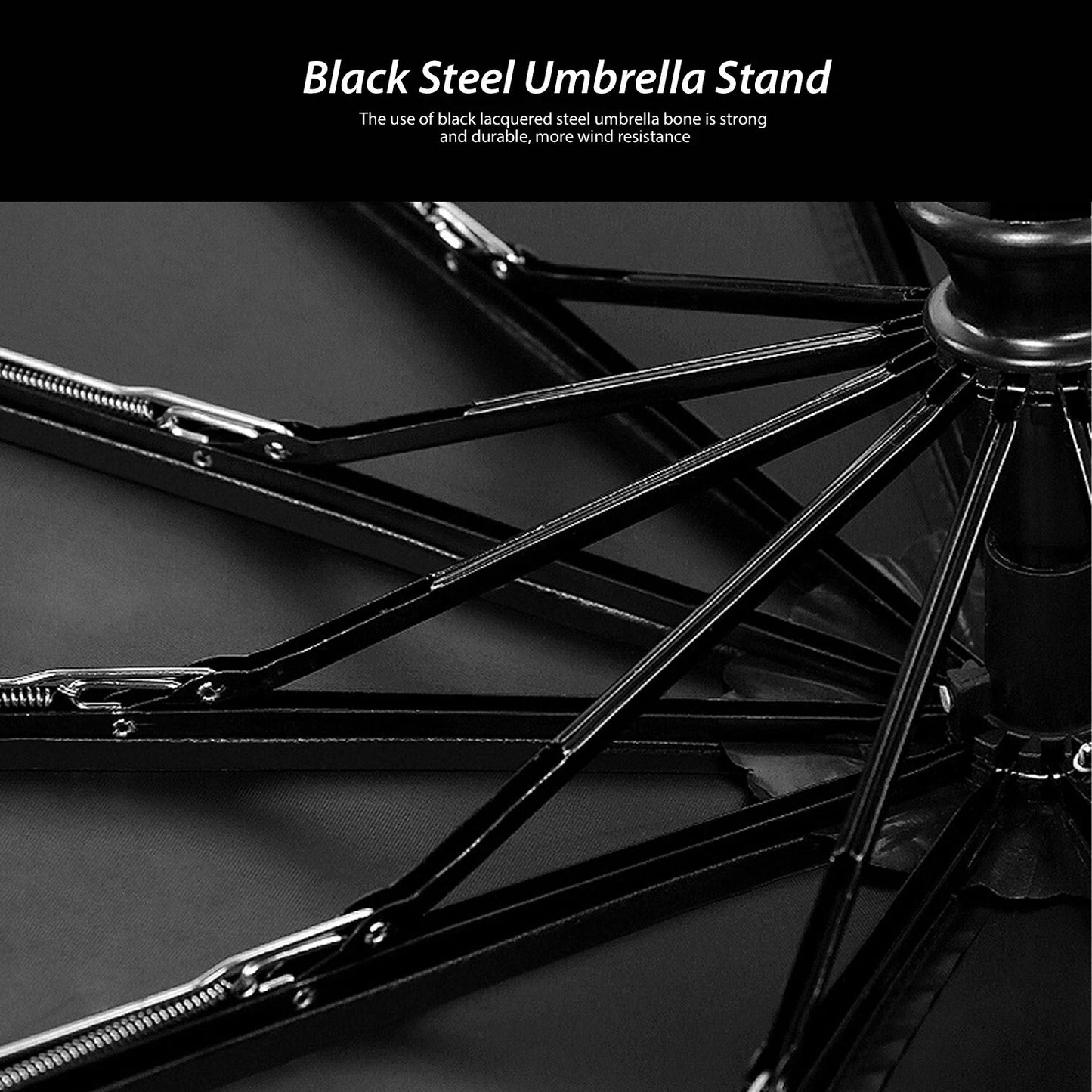 12 Ribs Anti-UV Windproof Folding Umbrella Automatic Open Close Black