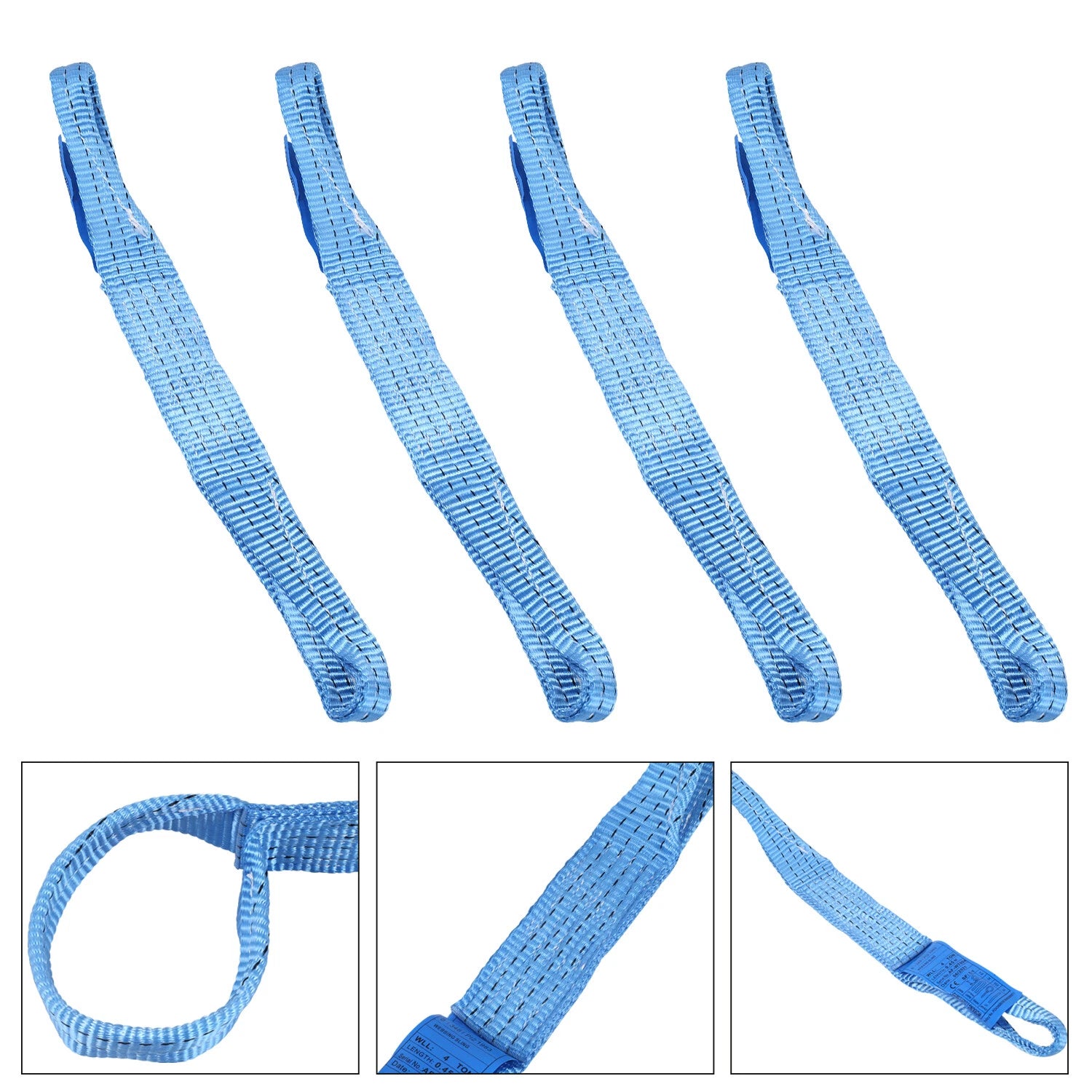 Wheel Tie Down Towing Load Restraint Car Carrying Blue Strap Loops 4Pcs