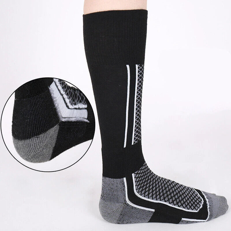 Thick Winter Sports Socks Men Long Warm Breathable Ski Socks Grey Black